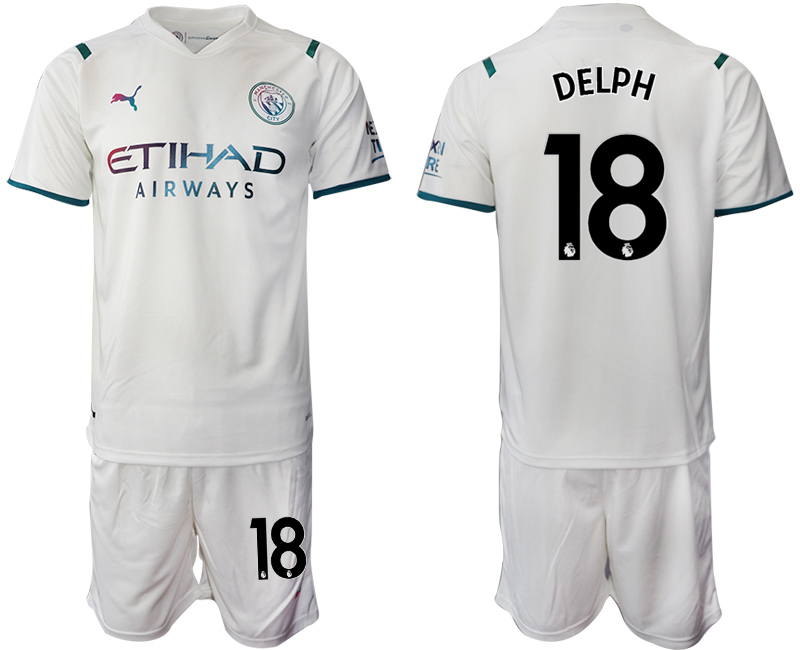 Men 2021-2022 Club Manchester City away White #18 Soccer Jersey